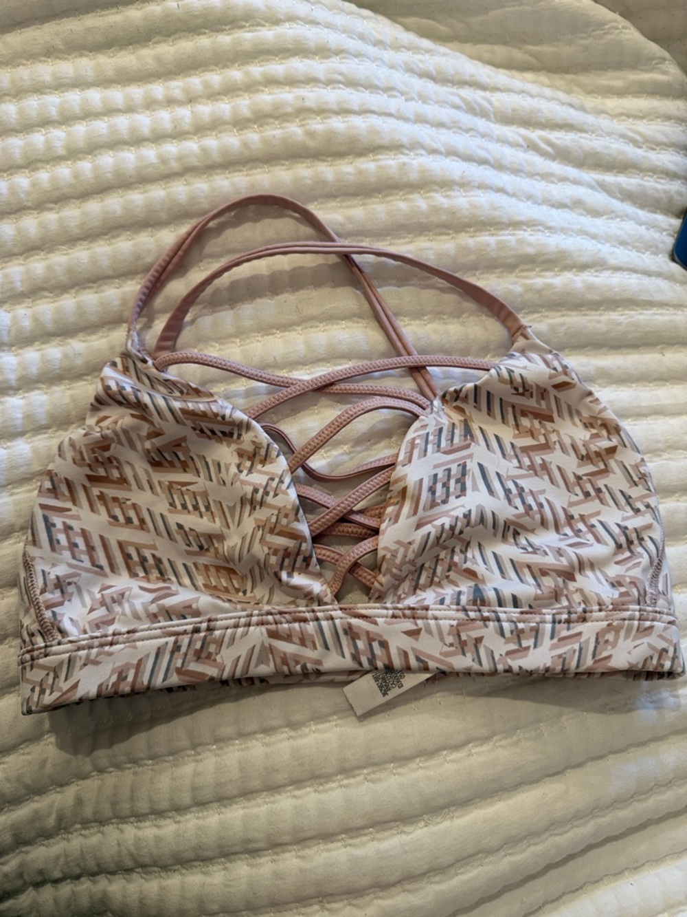 Victorias Secret Patterned Strappy Bralette in Blush and Beige
